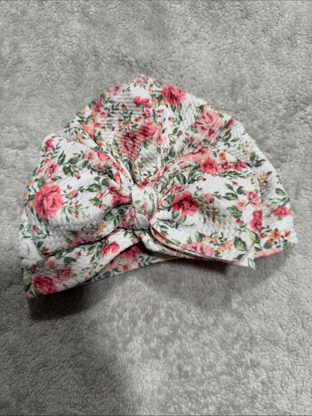Floral Knot Baby Turban Headwrap - Pink Rose Print